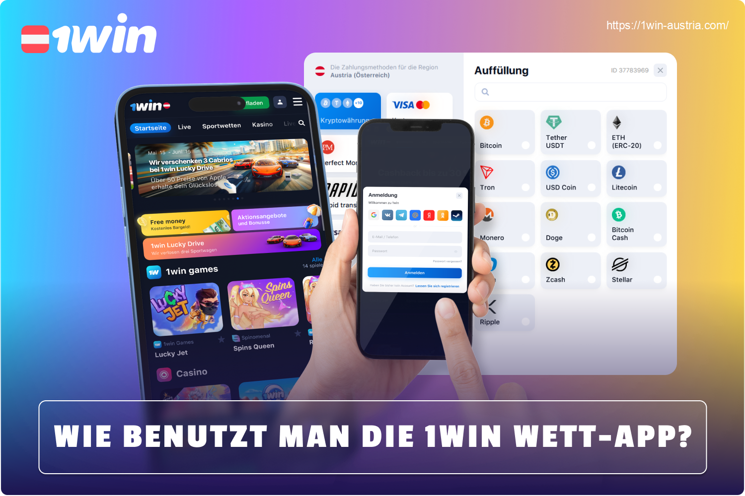 Jeder User ab 18 Jahren aus Österreich kann nach Registrierung und Einzahlung die 1win Glücksspiel-App nutzen