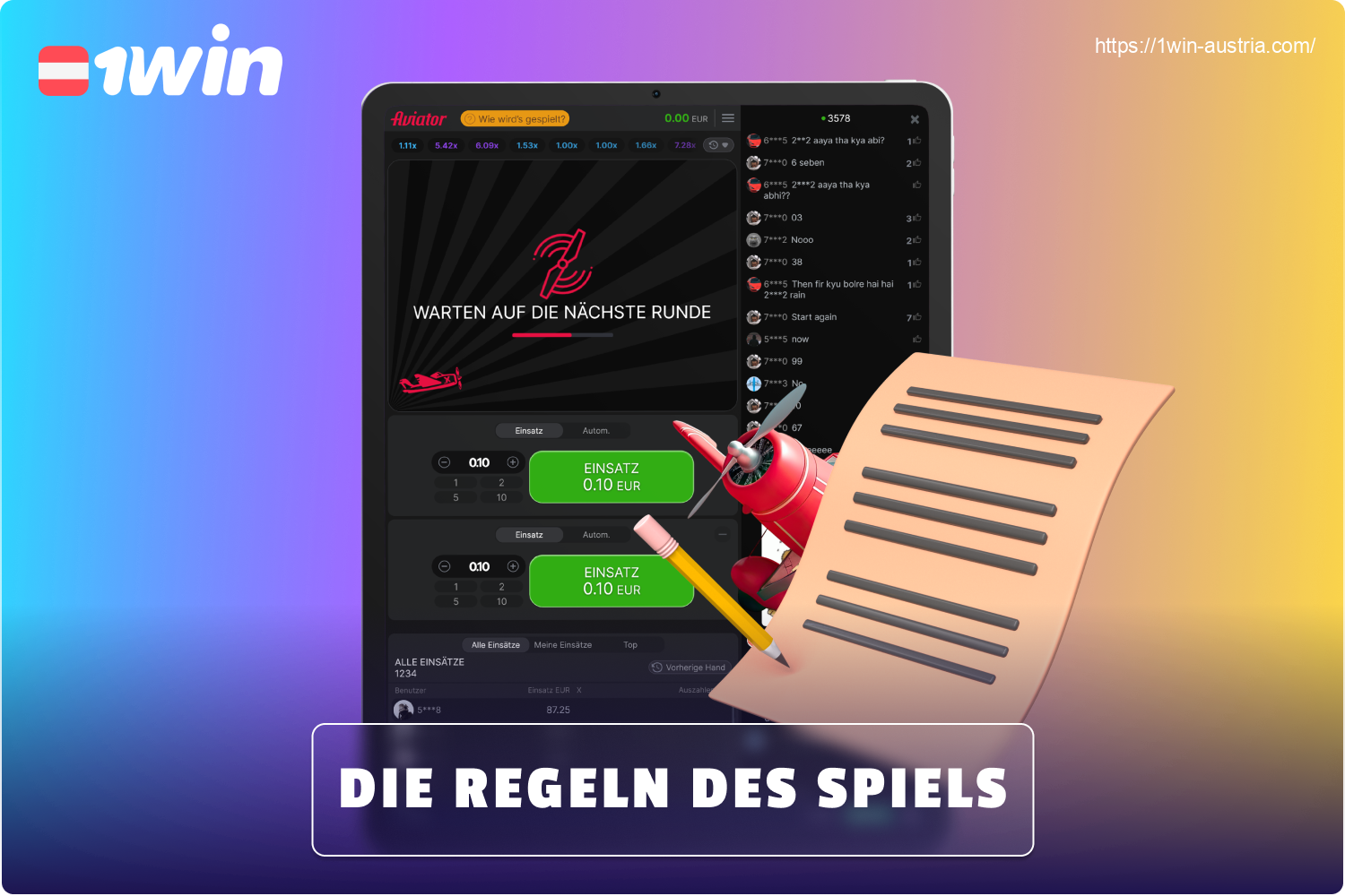 Das 1win Aviator-Tippspiel verbindet einfache Regeln mit einem spannenden Spielablauf und ist deshalb bei Spielern aus Österreich so beliebt