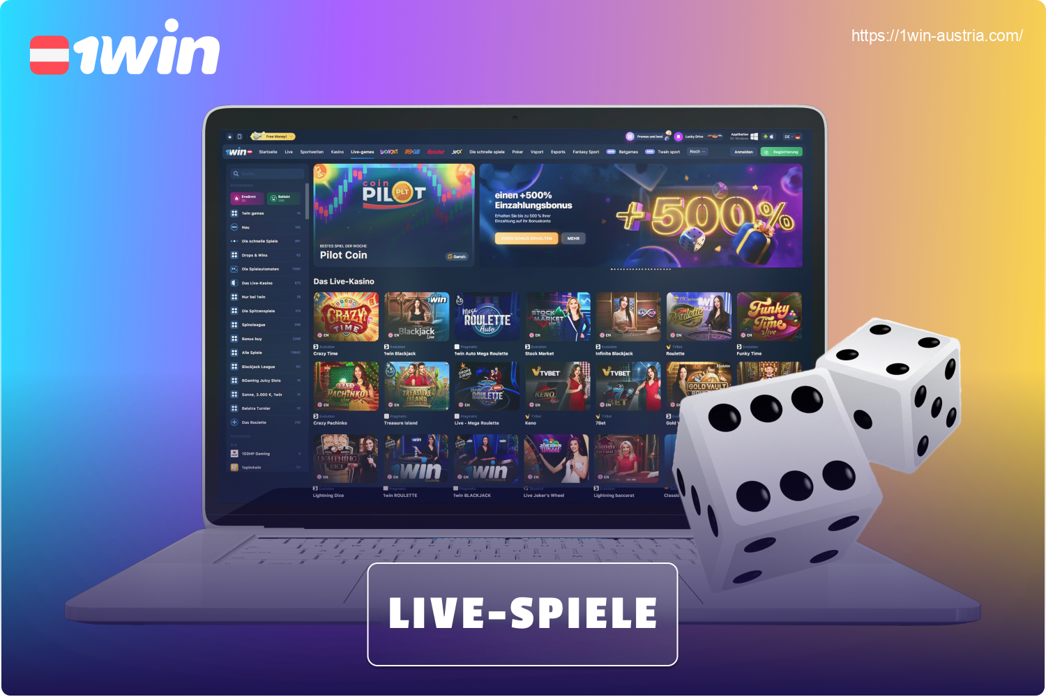 1win ist eine Sammlung von Live-Casino-Spielen, die für Spieler aus Österreich verfügbar sind