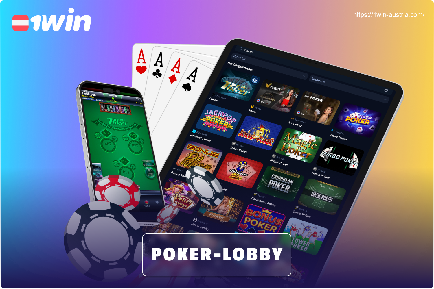 1win hat eine eigene Online-Poker-Lobby, in der Spieler aus Österreich mit anderen Spielern um echtes Geld spielen können